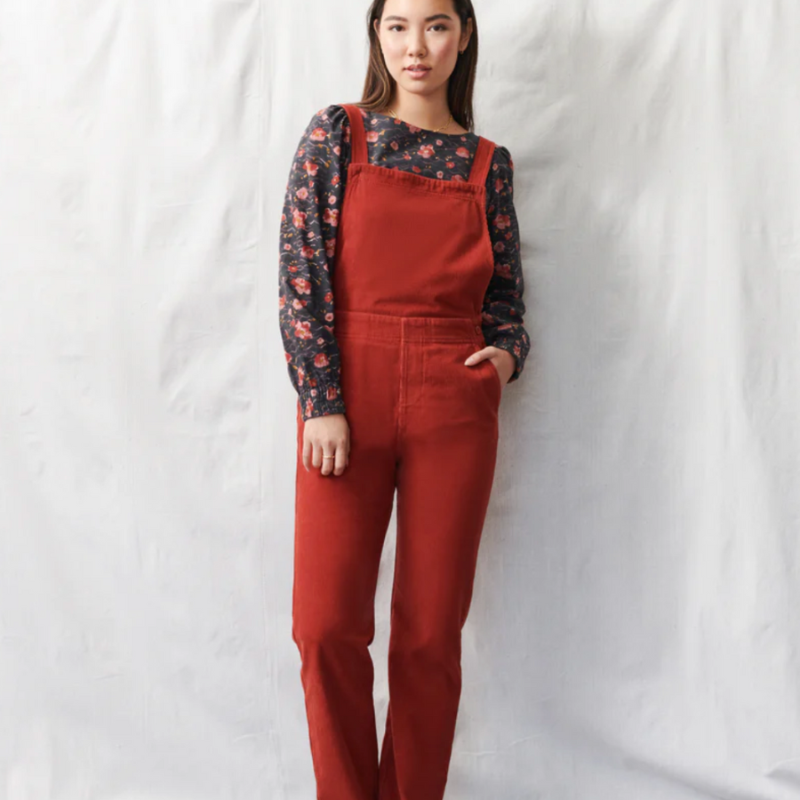 Corduroy Overalls in Barn Red by WVN 