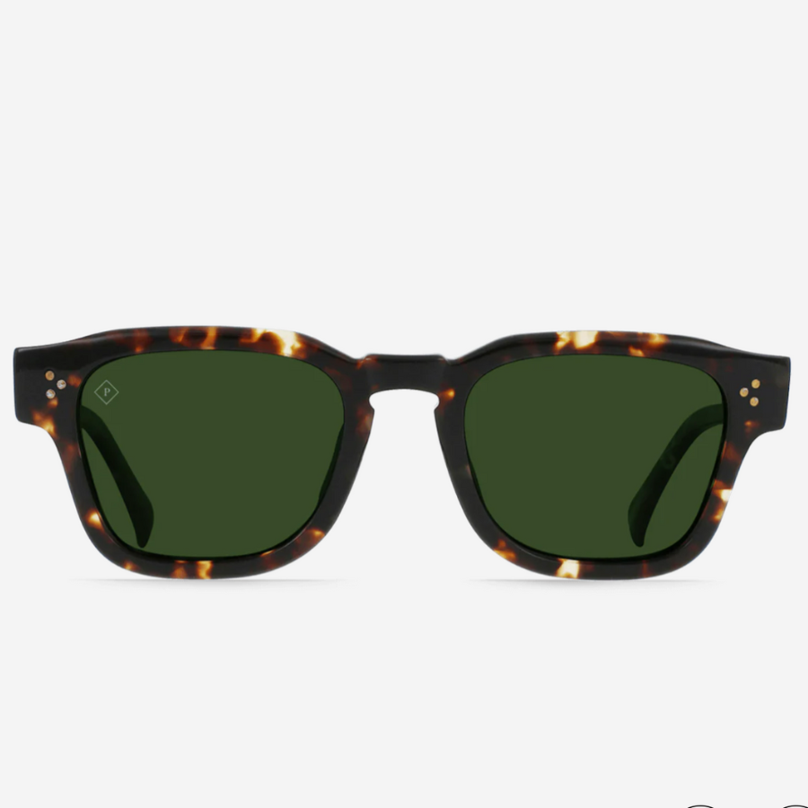 Rece Brindle Tortoise and Green Polarized Sunglasses by Raen