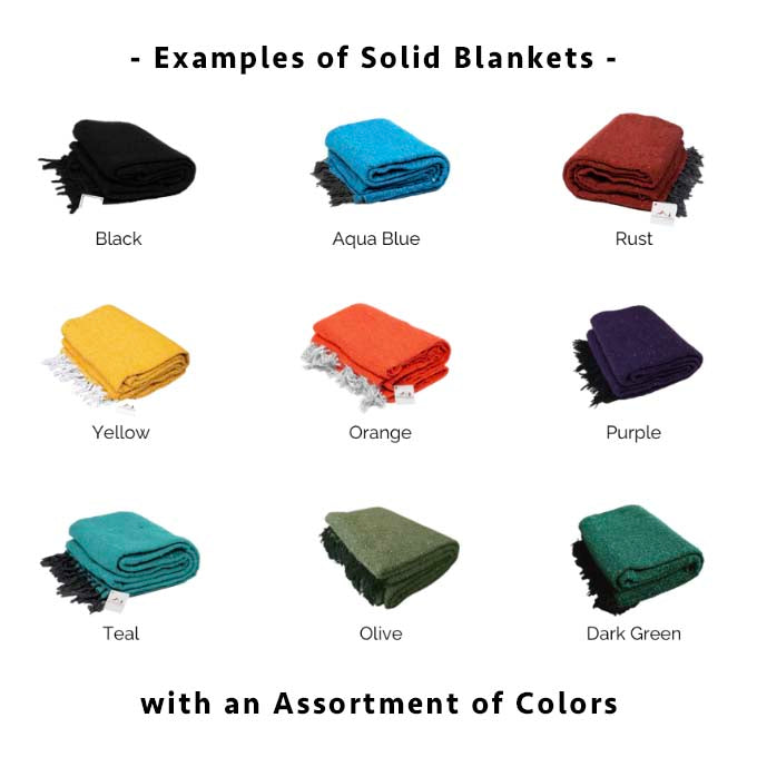 Bulk Mexican Blankets - Plain Solid Color - Interior Design, Staging, Decor, Weddings, Etc.