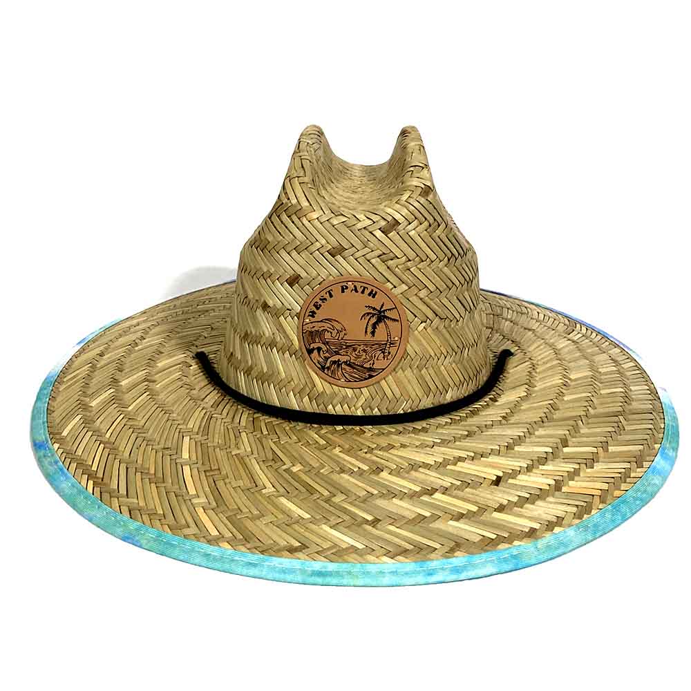 Straw Sun Hat - Wide Brim Beach Hat with Tie Dye - Mens or Womens