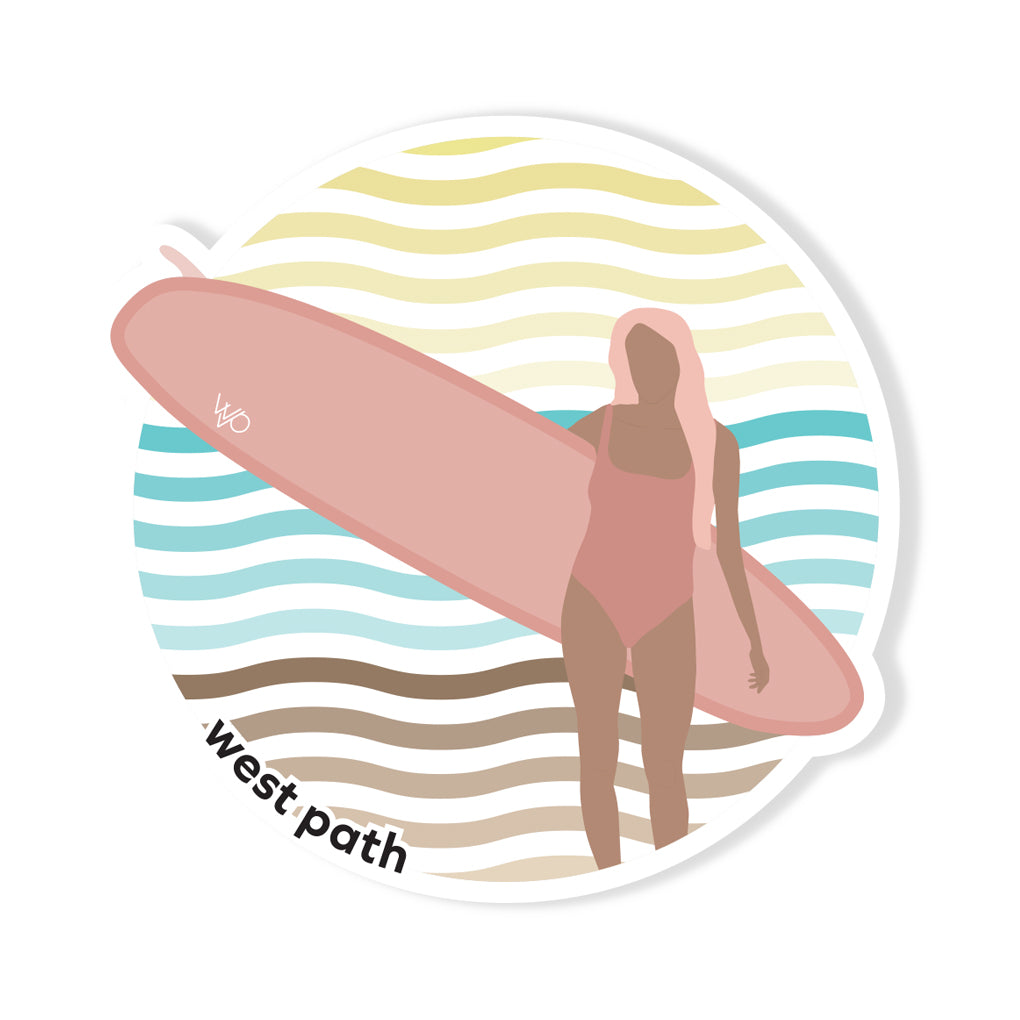 womens surfer girl sticker