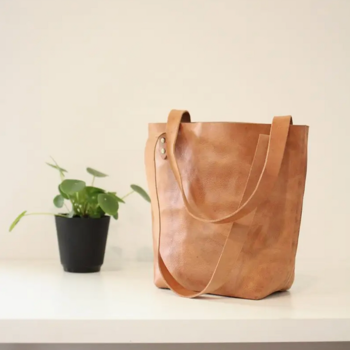 leather tote bag made in Morocco 