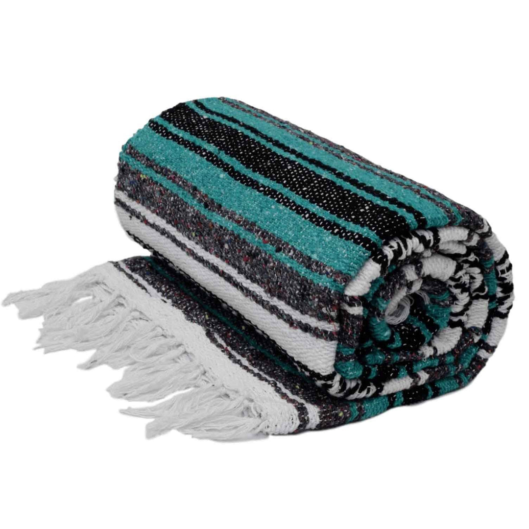 Aqua Sarape Serape Mexican Blanket Saltillo Southwestern 5' X 7' Yoga Throw XL E - Foto 5