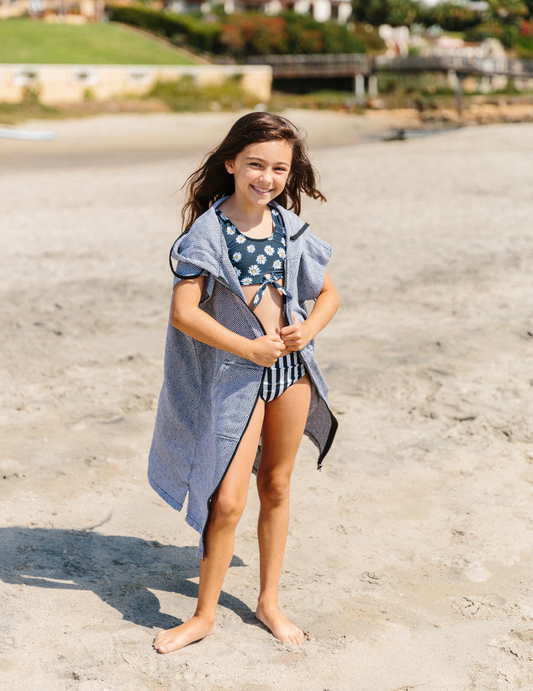 Youth Surf Poncho with Zipper - Towel with Hood for Kids