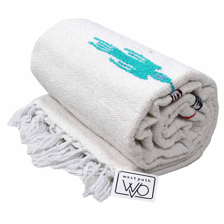Namaste White Baja Thunderbird Yoga Blanket