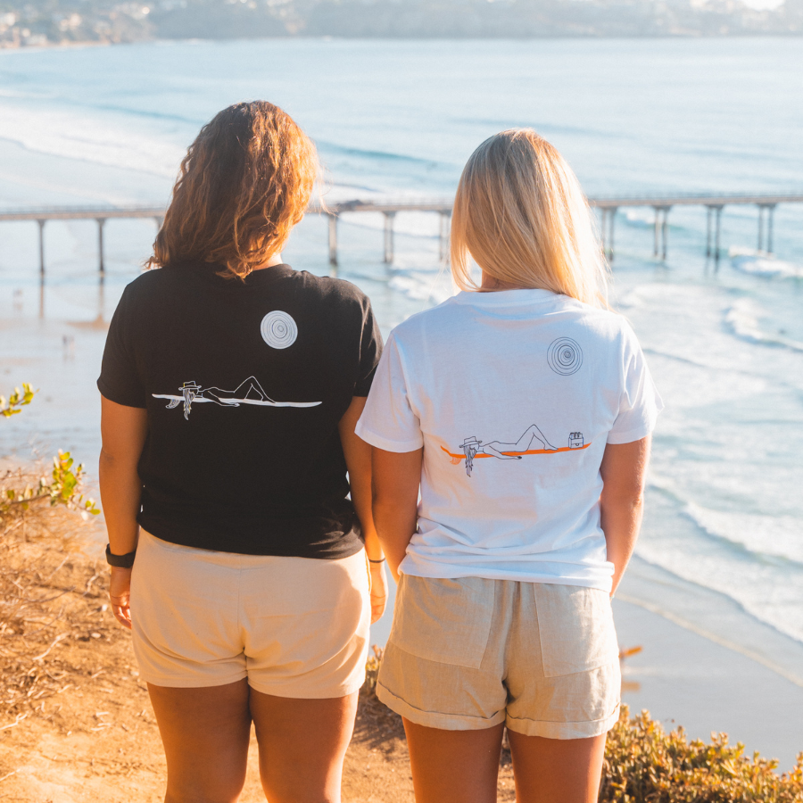 black and white surfer tees made with eco friendly materials 