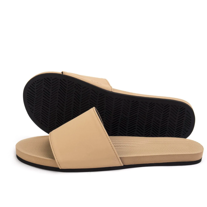 Women's Light Brown Eco-Friendly Slides by Indosole