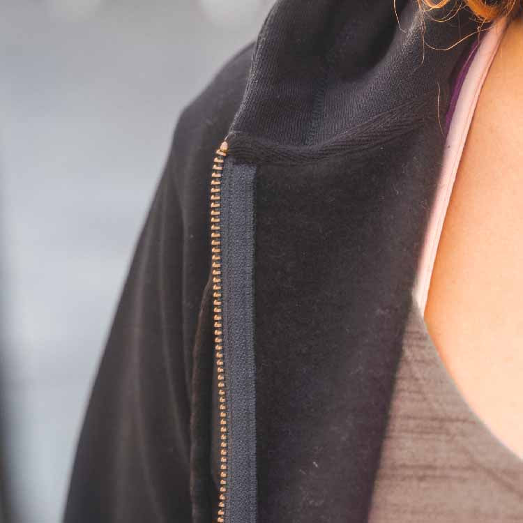 Women\'s Black Organic West – - Hoodie Path - Up Sweatshirt Essential Cotton Zip